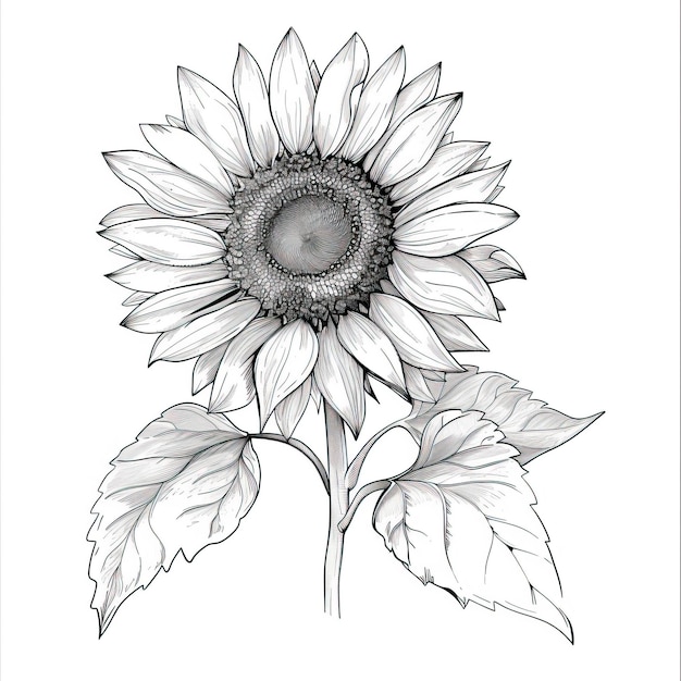 Sketch of sunflower Hand drawn outline converted to vector