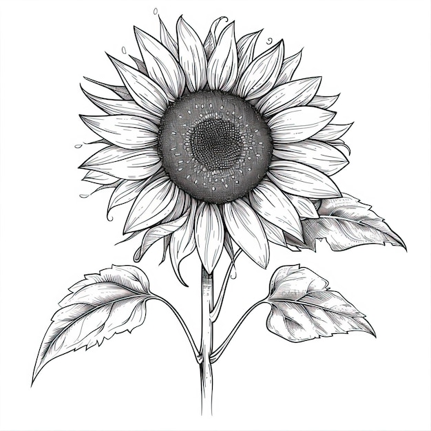 Sketch of sunflower Hand drawn outline converted to vector