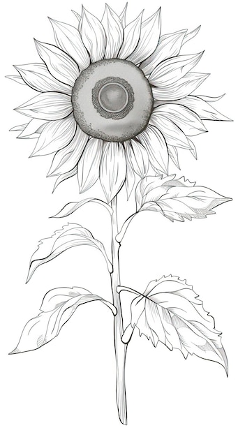 Vector sketch of sunflower hand drawn outline converted to vector