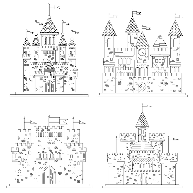 Sketch in thin line for medieval castles and fortress