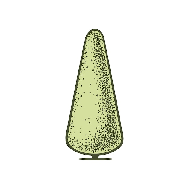 Sketch of topiary coniferous trees Trimmed thuja cone triangle Geometric trees