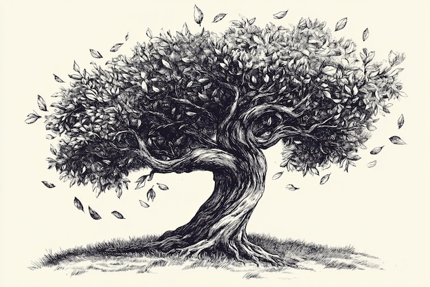 a sketch of a tree by person