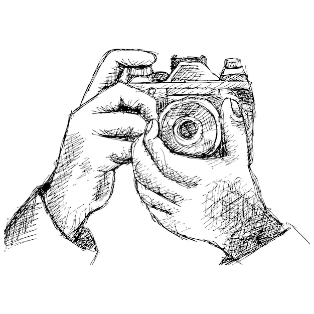 Sketch two Hands Holding a Camera