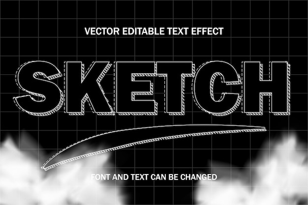 Sketch typography lettering 3d editable text effect font engineering architectural styles template