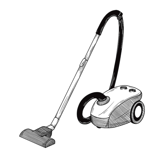 Sketch of the vacuum cleaner on a white background.  illustration in sketch style.