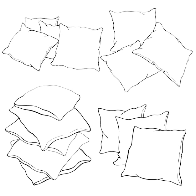 Sketch vector illustration of pillow art pillow isolated white pillow bed pillow