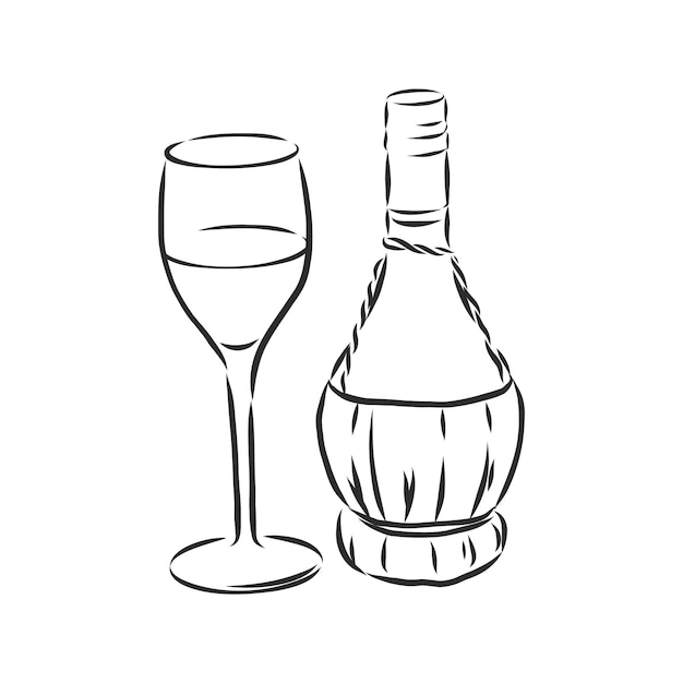 Sketch wine bottle . wine bottle, vector sketch illustration