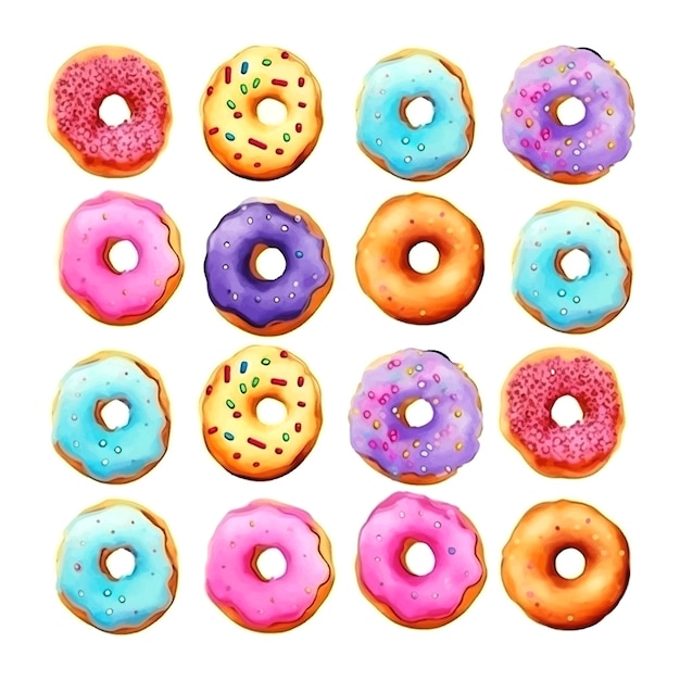 Sketch with donut pattern watercolor fashion style pattern seamless repeat pattern backdrop backgrou