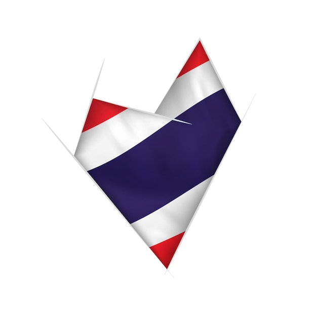 Sketched crooked heart with Thailand flag