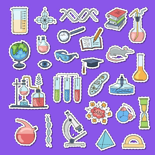  sketched science or chemistry elements stickers 