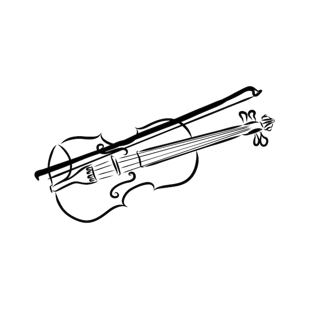 Sketched violin . Design template for label, banner, postcard, logo. Violin vector illustration.