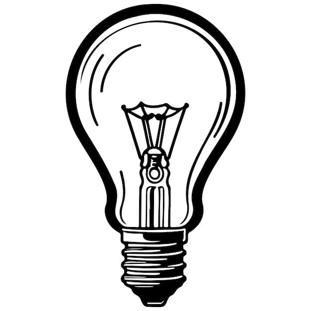 Vector sketches cartoon light bulb drawing black line vector isolated line