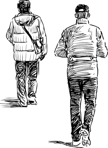 Sketches of casual city pedestrians