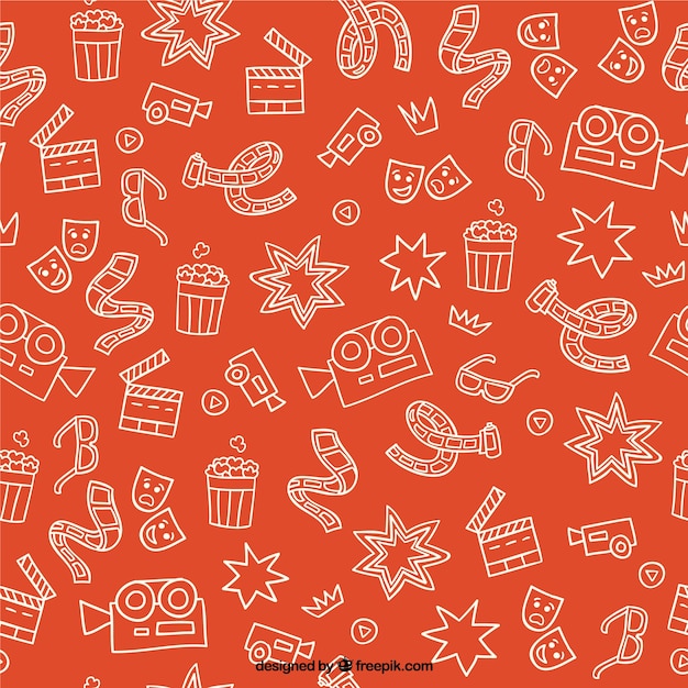 Sketches cimema elements orange pattern 