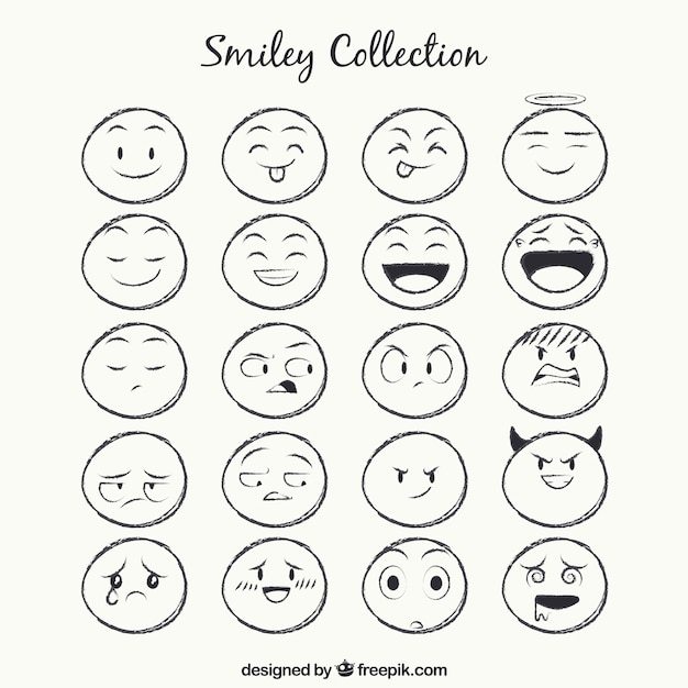 Vector sketches smiley collection