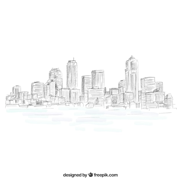 Sketchy city skyline