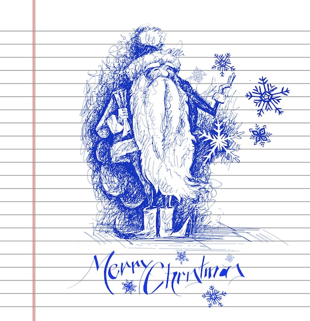 Sketchy drawing of a Santa Claus, Vector Illustration.