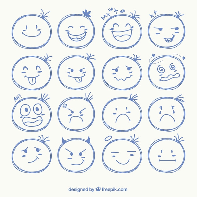 Vector sketchy face icons