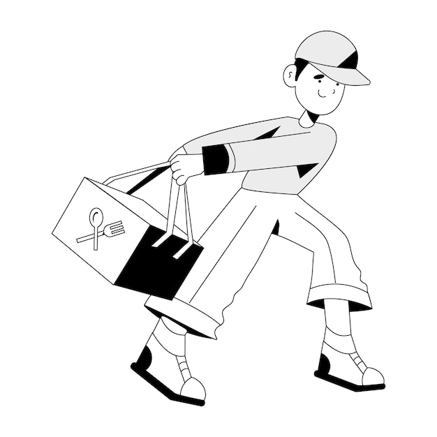 Sketchy illustration of delivery boy