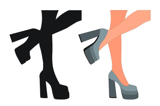 Vector sketchy image of the silhouette of womens shoes shoes stilettos high heels