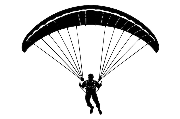 Ski parachute gliding silhouette vector illustration