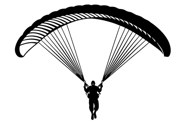 Ski parachute gliding silhouette vector illustration