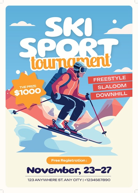 Vector ski sport flyer