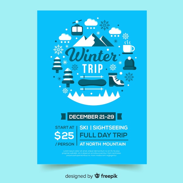 Ski trip flyer template