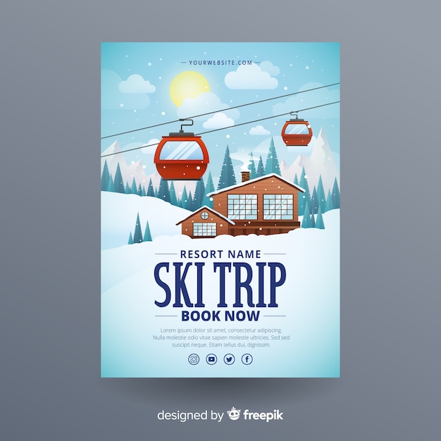 Ski trip flyer template