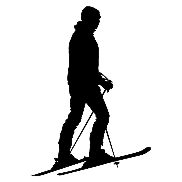 Skier standing on the snow Vector sport silhouette