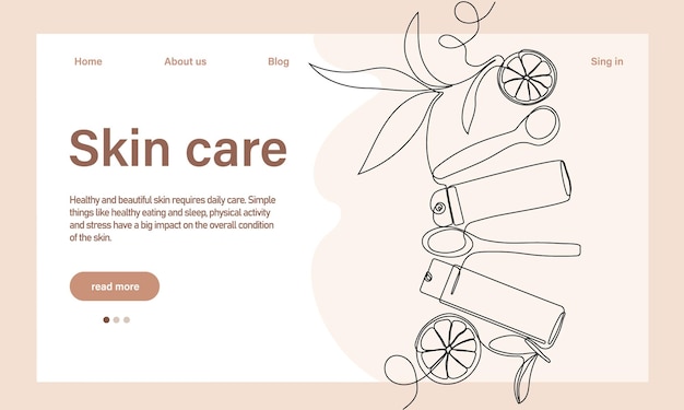 Skin care concept. Landing page template. Morning routine. Bath time. Organic products for scrubbing