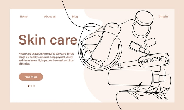 Skin care concept. Landing page template. Morning routine. Bath time. Organic products for scrubbing