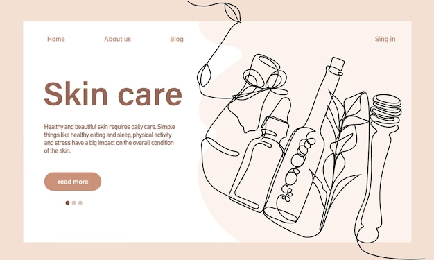 Skin care concept. Landing page template. Morning routine. Bath time. Organic products for scrubbing