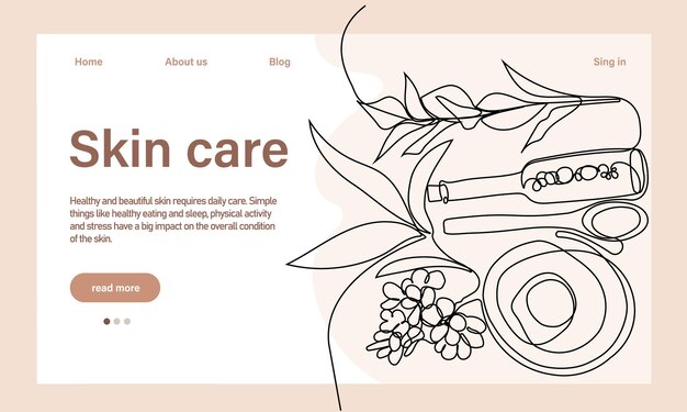 Skin care concept. Landing page template. Morning routine. Bath time. Organic products for scrubbing