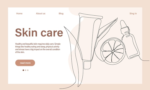 Skin care concept. Landing page template. Morning routine. Bath time. Organic products for scrubbing