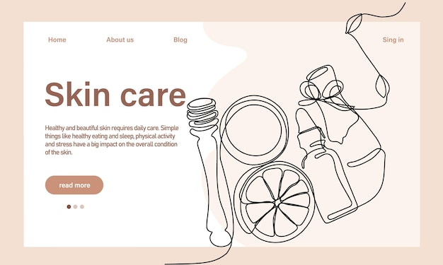 Skin care concept. Landing page template. Morning routine. Bath time. Organic products for scrubbing