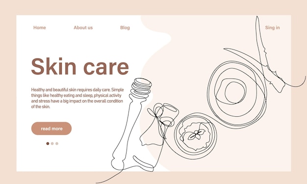 Skin care concept. Landing page template. Morning routine. Bath time. Organic products for scrubbing