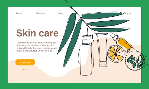 Skin care concept. Landing page template. Morning routine. Bath time. Organic products for scrubbing