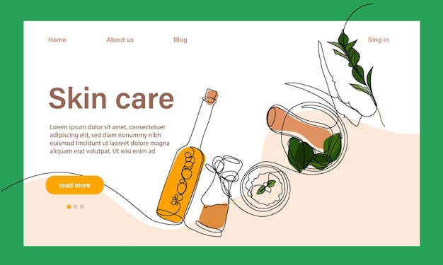 Skin care concept. Landing page template. Morning routine. Bath time. Organic products for scrubbing