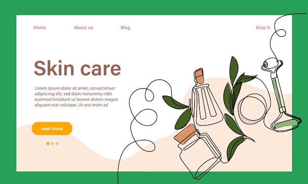 Skin care concept. Landing page template. Morning routine. Bath time. Organic products