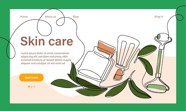 Skin care concept. Landing page template. Morning routine. Bath time. Organic products