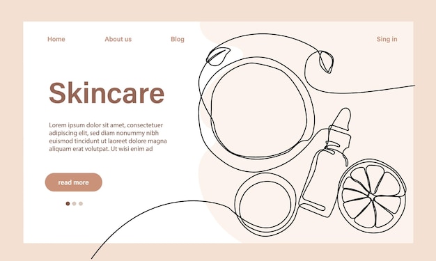 Skin care concept. Landing page template. Morning routine. Bath time.