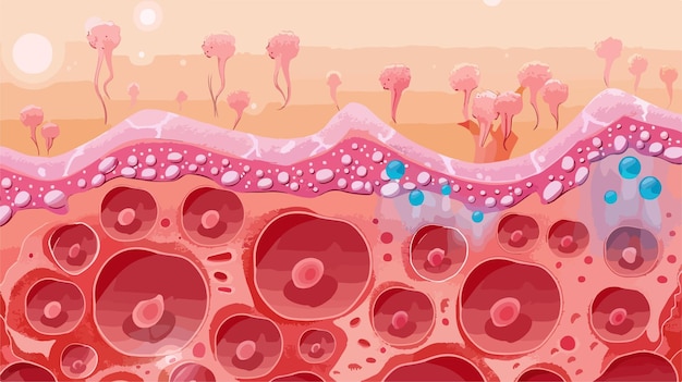 Skin Cross Section for Acne Treatment Medical Concept