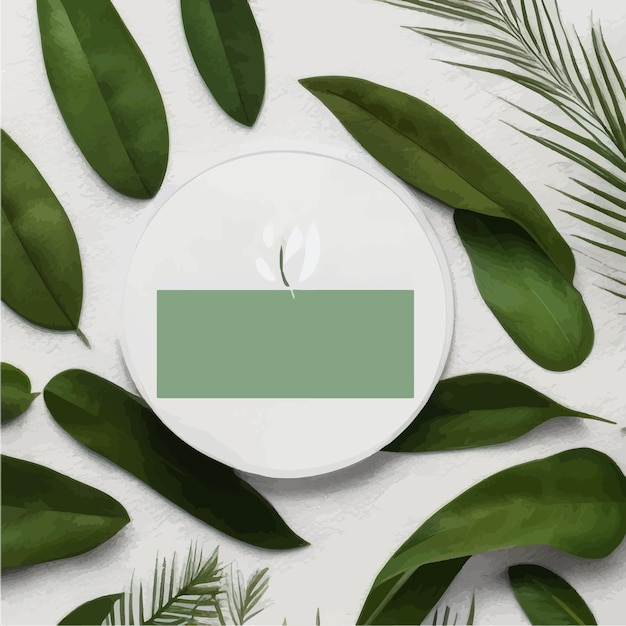 Vector skin detox organic skincare cosmetics concept beauty treatment product round mockup in the tropical