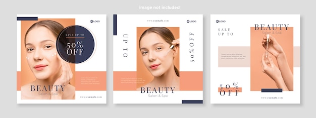 Skincare beauty promotion banner social media pack template premium