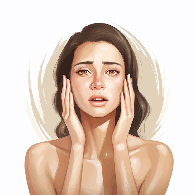 Skincare_woman_worries_facial_expression_vector