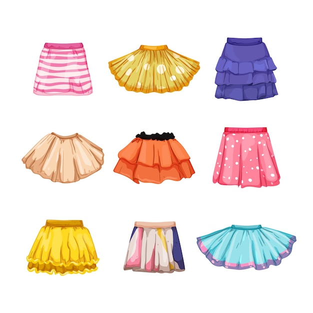 Skirt baby set cartoon vector illustration