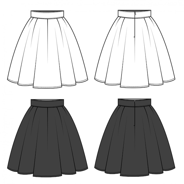 SKIRT fashion flat sketch template