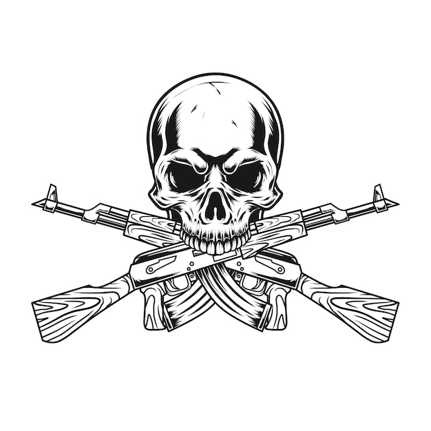 Skull and ak47 illustration can use for print on tshirt and other