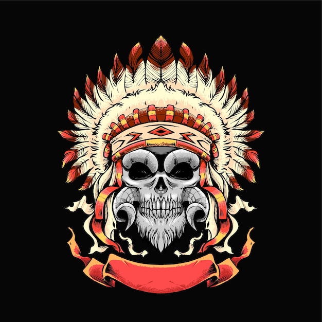 Skull Apache Illustration. suitable for t shirt, print, and merchandise products